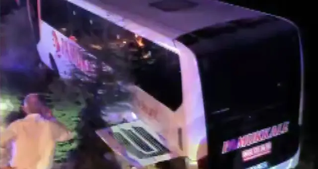 Passenger bus veers off road in Manisa's Kırkağaç district: 18 injured